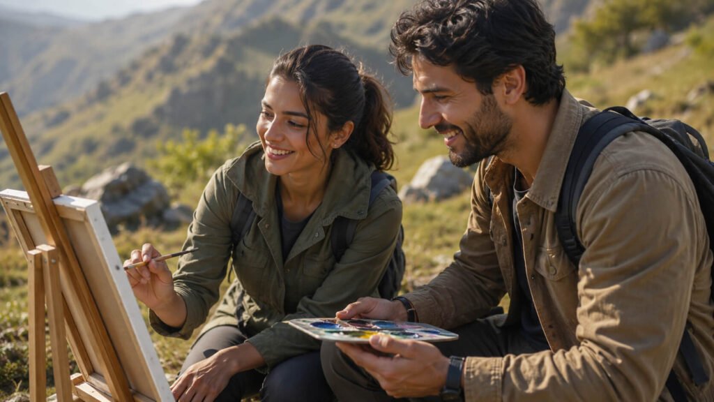 Couple trying a new hobby together to grow closer