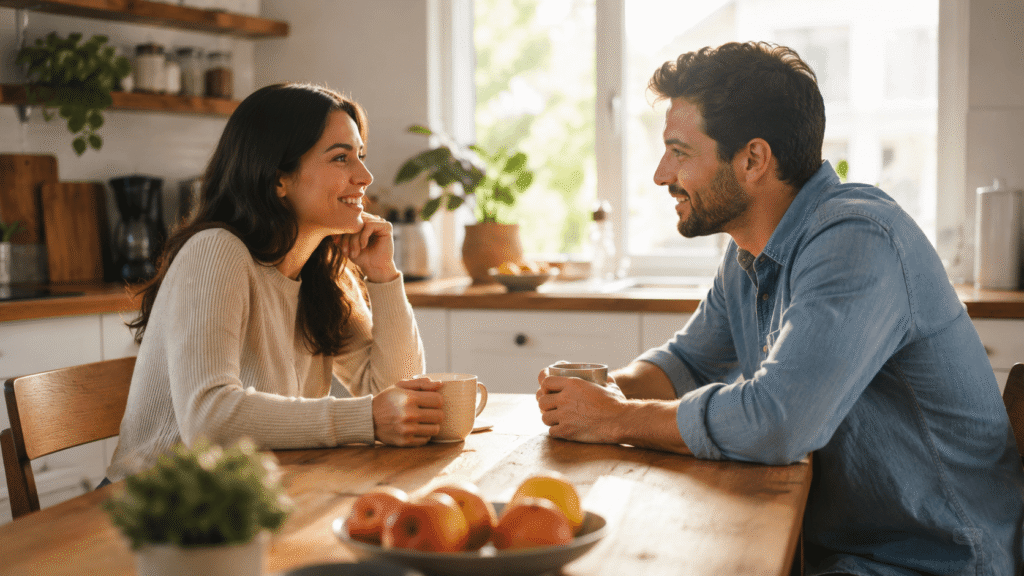 Couple practicing healthy communication